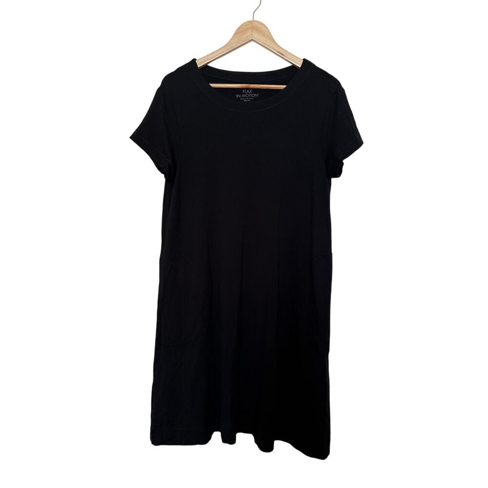 FLAX In Motion Women's Black Casual Short Sleeve Mini Dress Size Medium